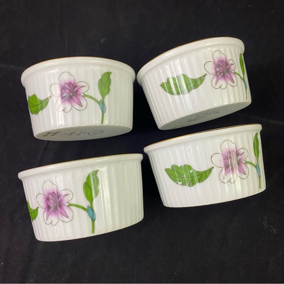 Set of 4 Ramekins Royal Worcester China Astley Gold England Oven To Table Floral - Picture 5 of 7